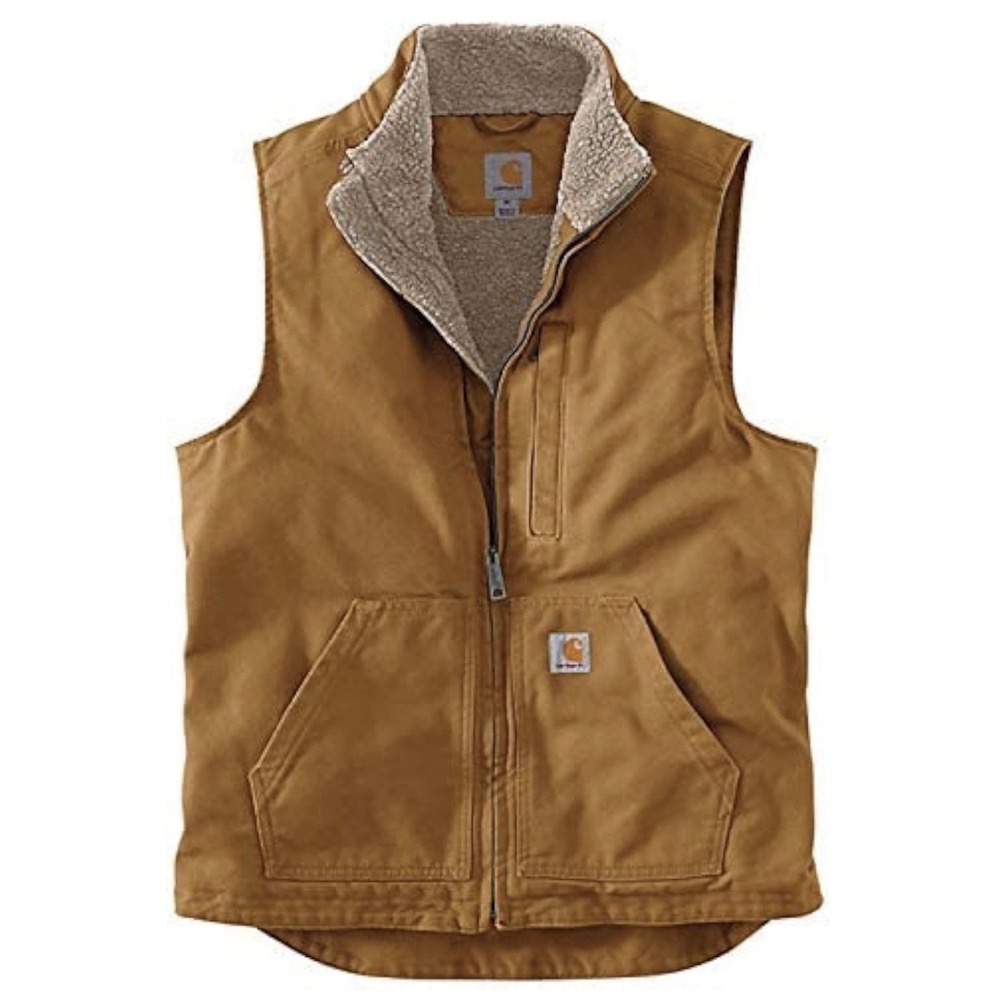 Carhartt Men's Washed Duck Sherpa-Lined Mock-Neck Vest Loose Fit Medium 0V4277-M